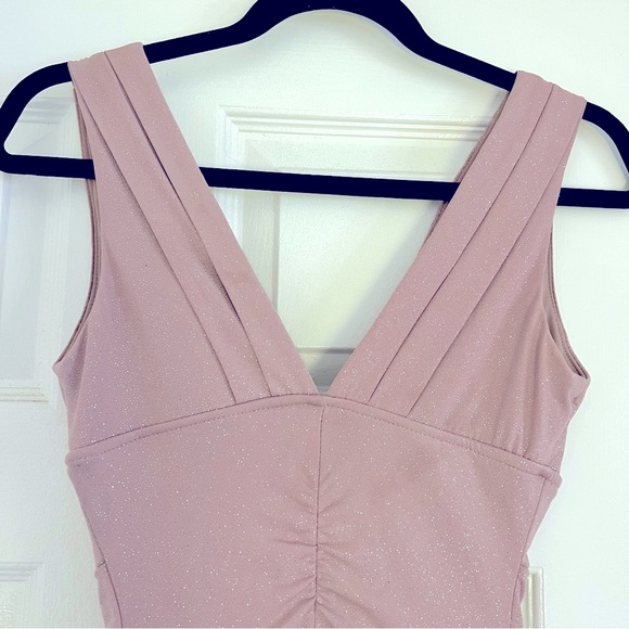 Windsor Glitter Bodycon Mini Dress Nude Built in Bra Draped Scrunch Butt Small - Picture 8 of 9